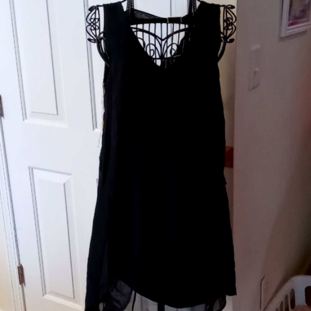 Black mini dress long back